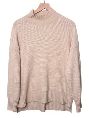 Everlane Cashmere Recycled Cashmere Mockneck Sweater Oatmeal Cream Beige Large